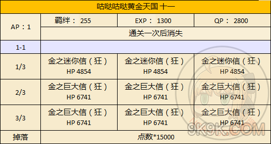 fgo本能寺复刻黄金天国副本配置