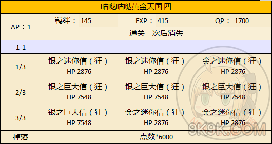 fgo本能寺复刻黄金天国副本配置