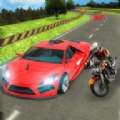 跑车vs摩托车骑行((Sports Car vs Moto Bike Riding))